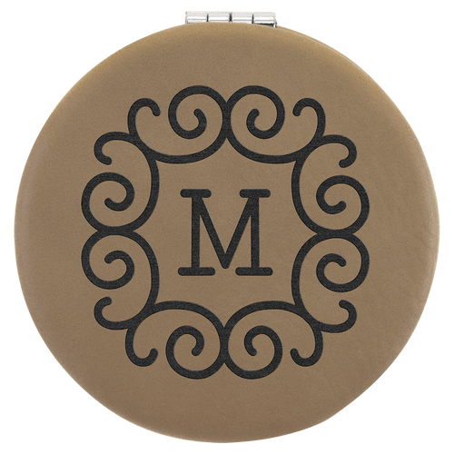 2 1/2" Laserable Leatherette Compact Mirror