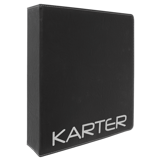 11" x 11 1/2" Black/Silver Leatherette 3 Ring Binder with 2" Slant D Rings