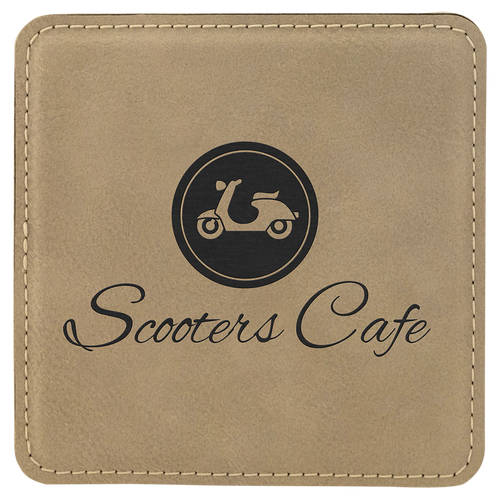 4" x 4" Square Laserable Leatherette Coaster
