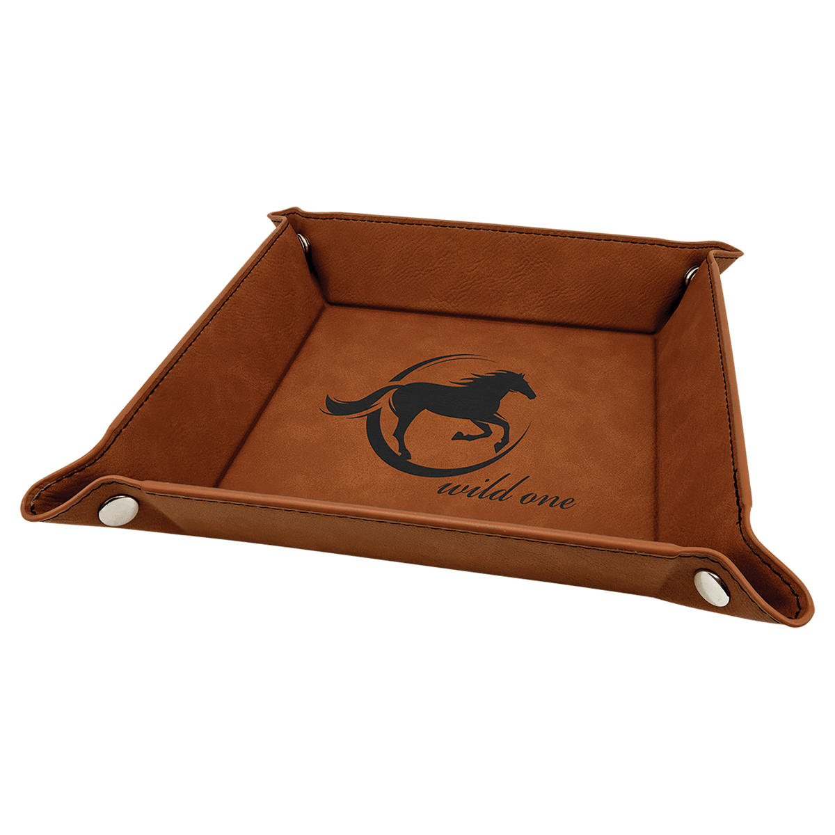 6" x 6" Laserable Leatherette Snap Up Tray
