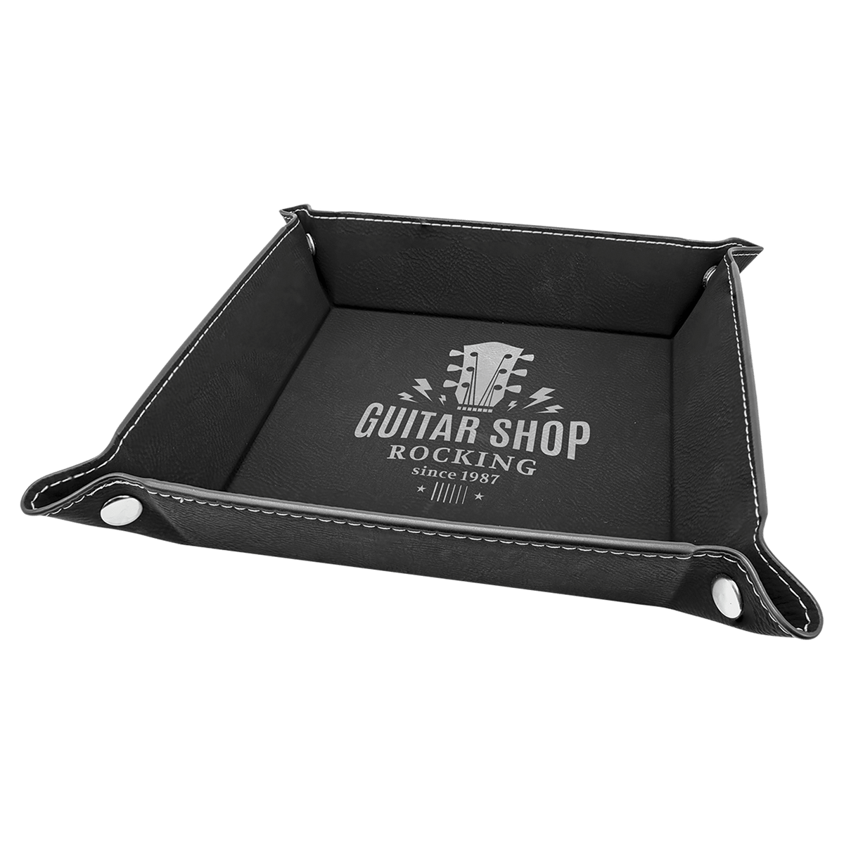 6" x 6" Laserable Leatherette Snap Up Tray