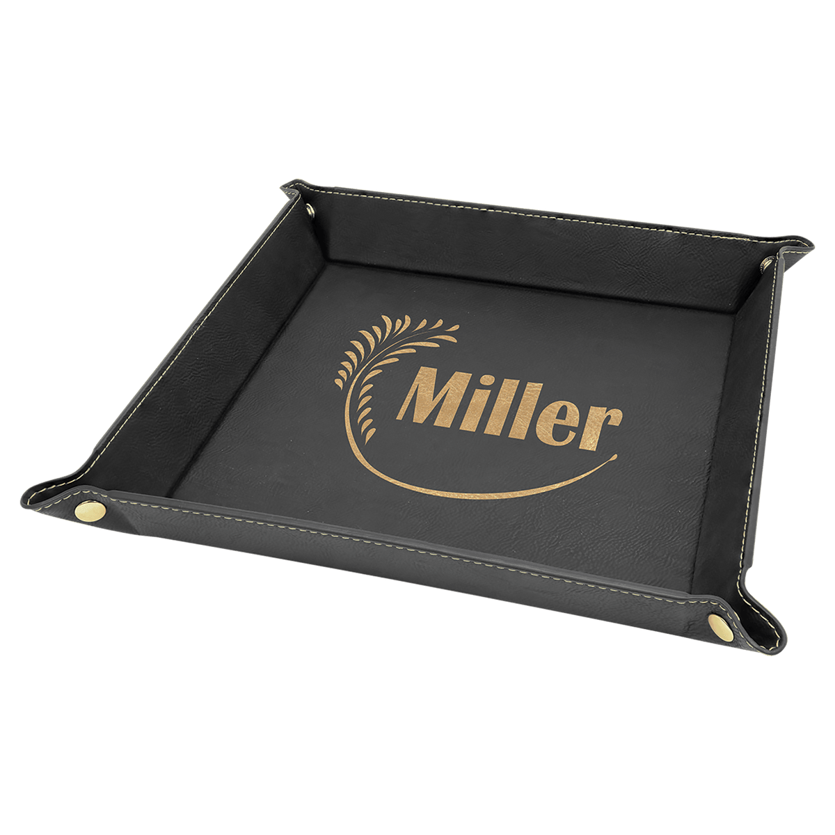 9" x 9" Laserable Leatherette Snap Up Tray