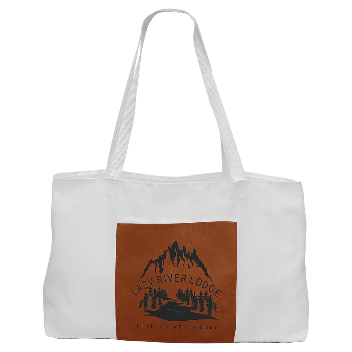 19" x 12" Canvas Tote Bag with Leatherette Pocket and Gusset