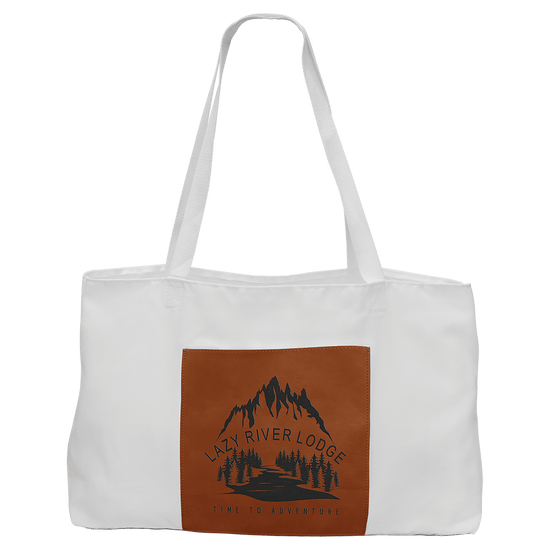 19" x 12" Canvas Tote Bag with Leatherette Pocket and Gusset