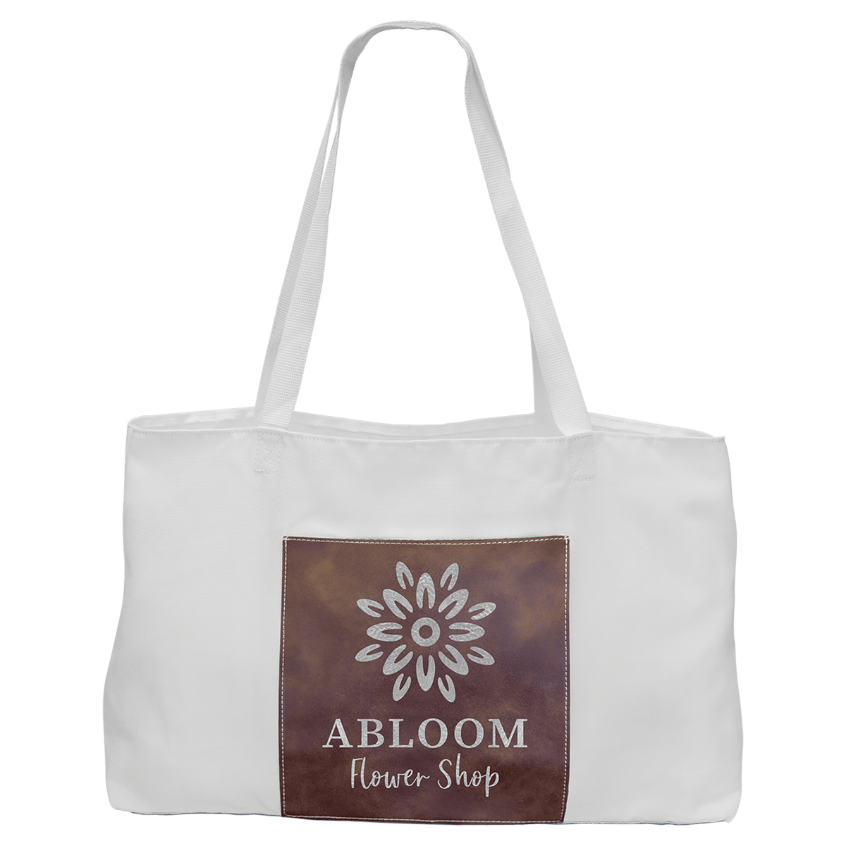 19" x 12" Canvas Tote Bag with Leatherette Pocket and Gusset