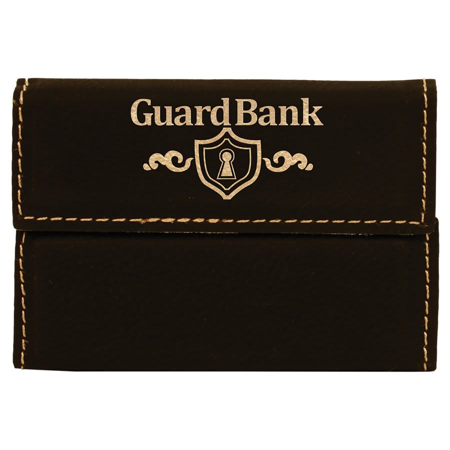 Leatherette Hard Business Card Holder — 3.75 × 2.75 Inches