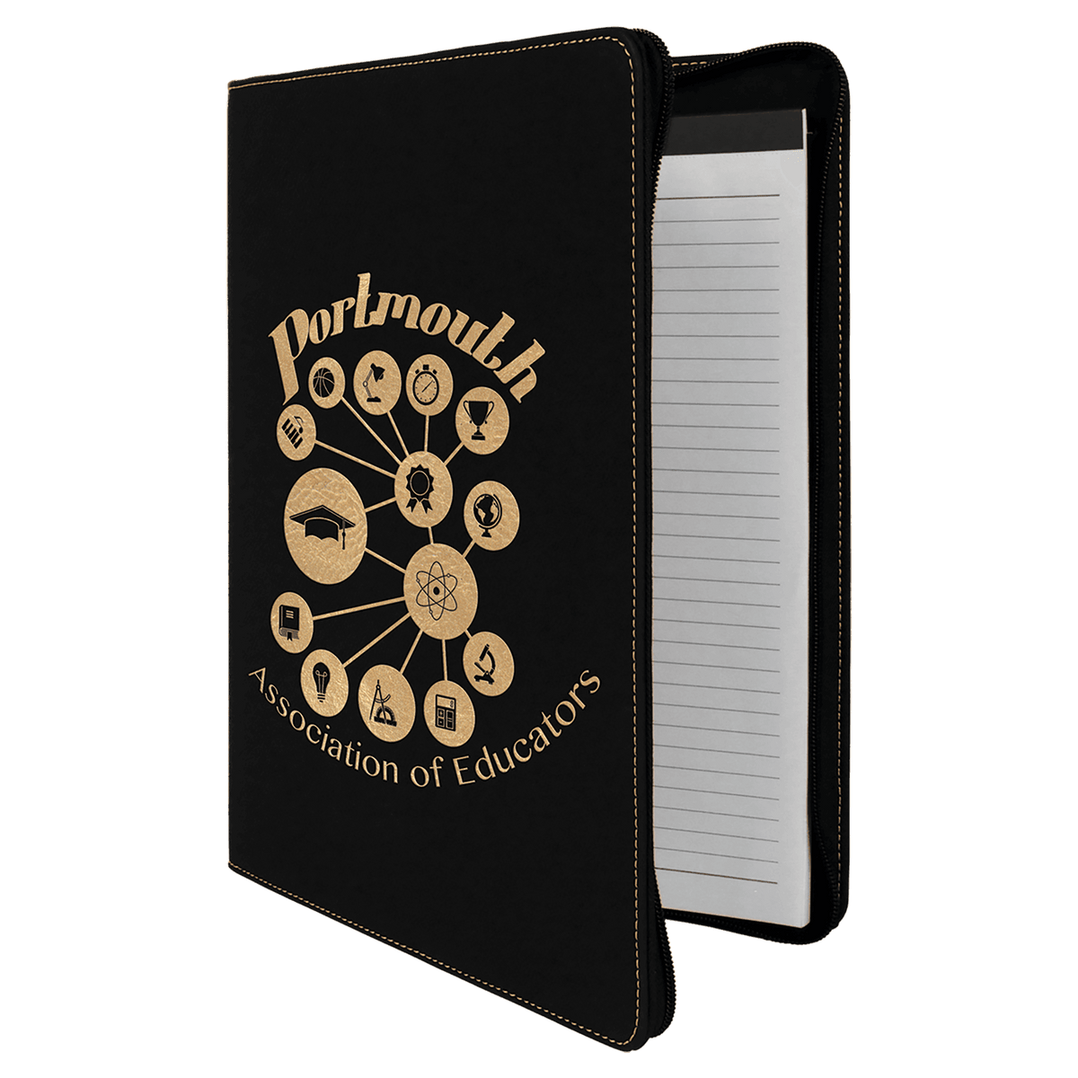 9 1/2" x 12" Leatherette Portfolio with Zipper and Notepad