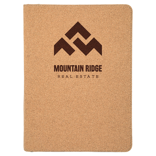 9 1/2" x 12" Cork with Zipper Portfolio with Notepad