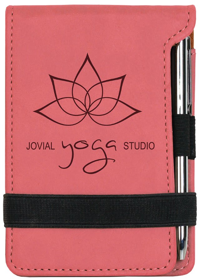 3 1/4" x 4 3/4" Laserable Leatherette Mini Notepad with Pen