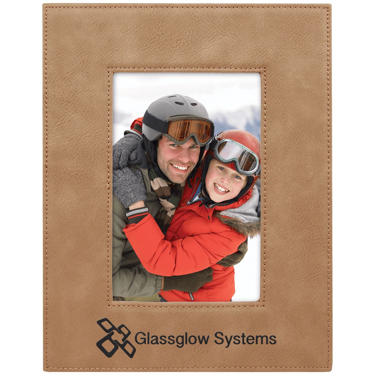 Light Brown 4 × 6 leatherette photo frame