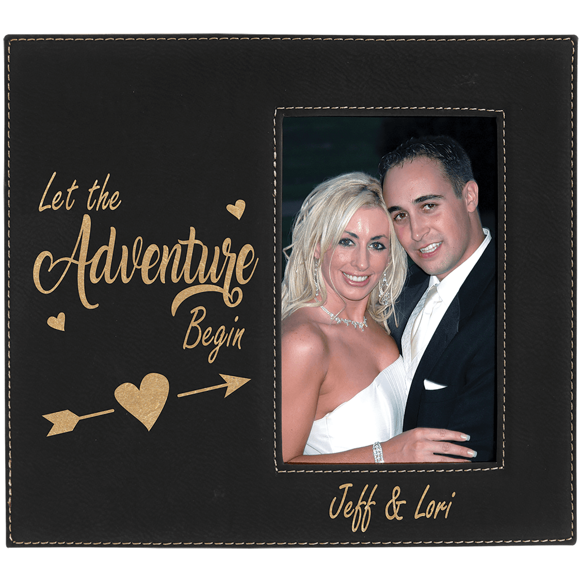 Black/Gold 4 × 6 personalized leatherette frame
