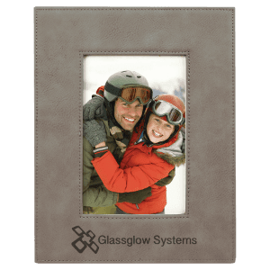 Gray 4 × 6 leatherette photo frame