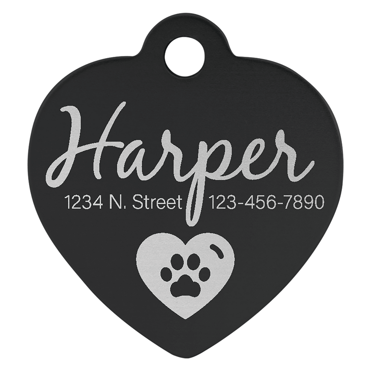 1" x 1" Laserable Anodized Aluminum Heart Pet Tag