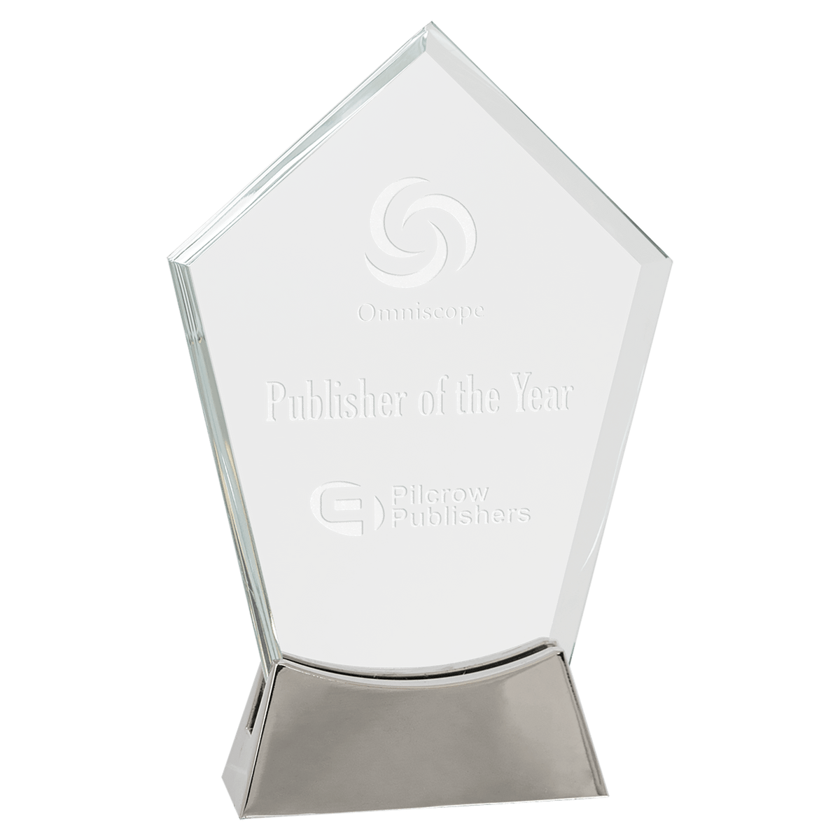 Platinum Glass Award with Full Metal Base — Shape and Size · Peak · 7½″ · PLG16