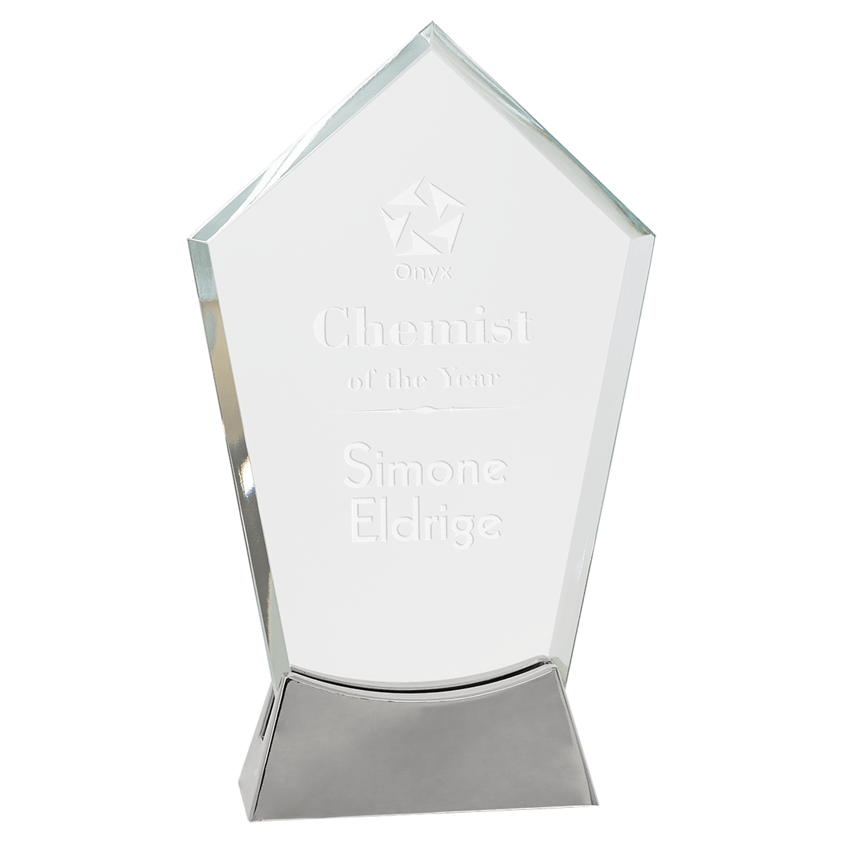 Platinum Glass Award with Full Metal Base — Shape and Size · Peak · 8½″ · PLG17