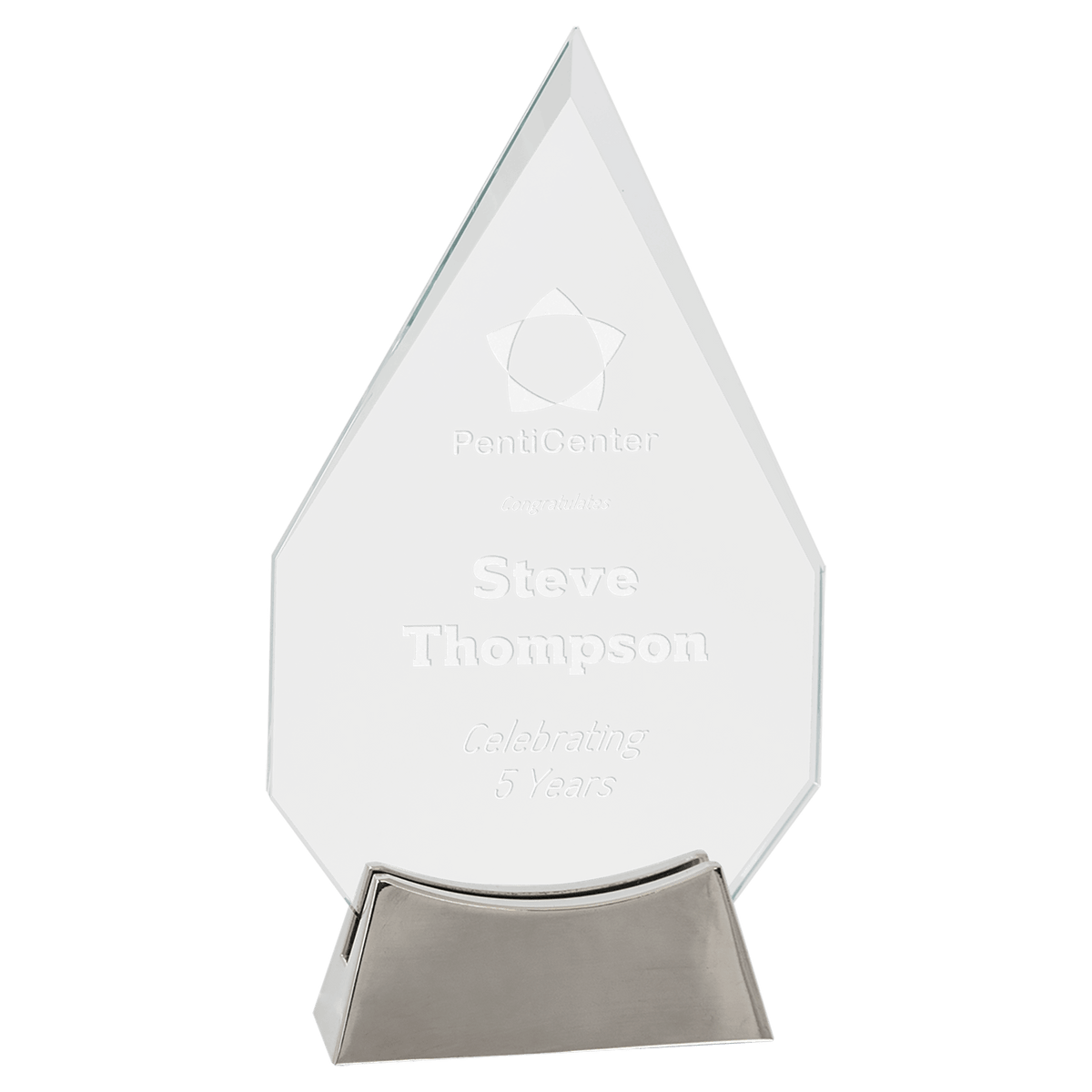 Platinum Glass Award with Full Metal Base — Shape and Size · Diamond · 8½″ · PLG22