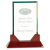 Prestige Jade Glass Award with Rosewood Base — Shape and Size