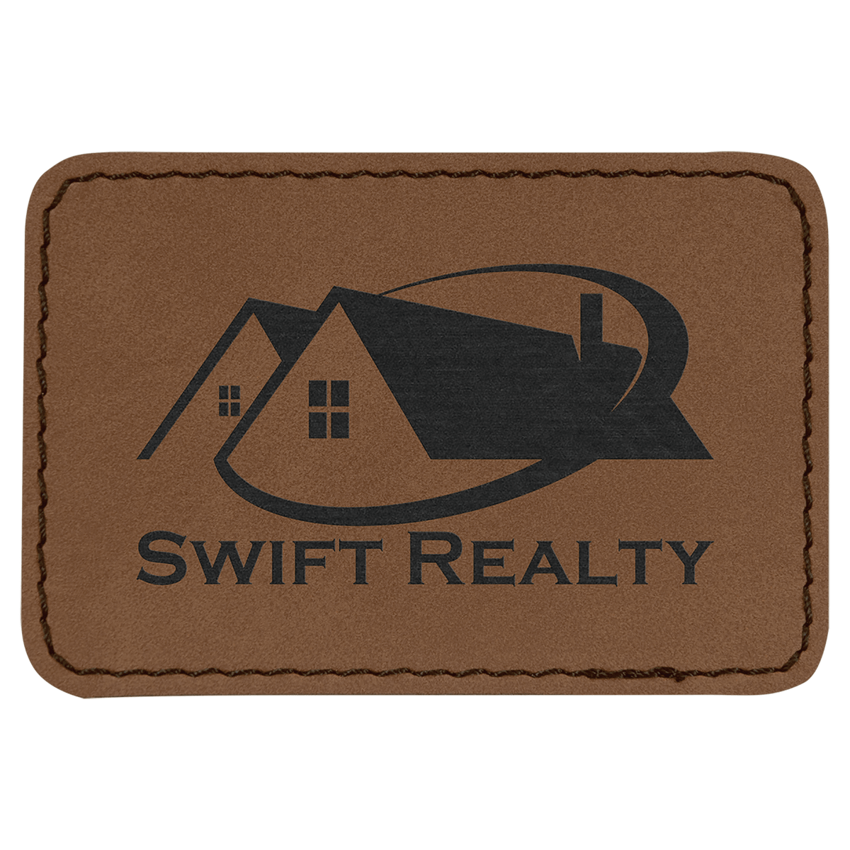 Dark Brown 3" x 2" Rectangle Laserable Leatherette Patch with Adhesive