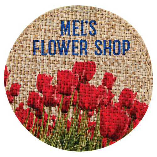 2 1/2" Round Burlap Sublimatable Patch with Adhesive