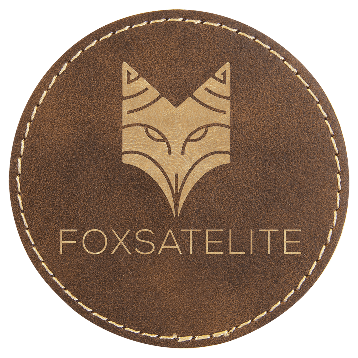 Rustic/Gold 3" Laserable Leatherette Round Patch with Adhesive
