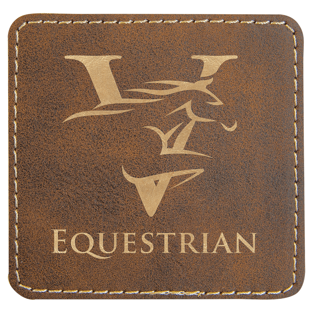 Rustic/Gold 3" x 3" Laserable Leatherette Square Patch with Kota Pro Adhesive