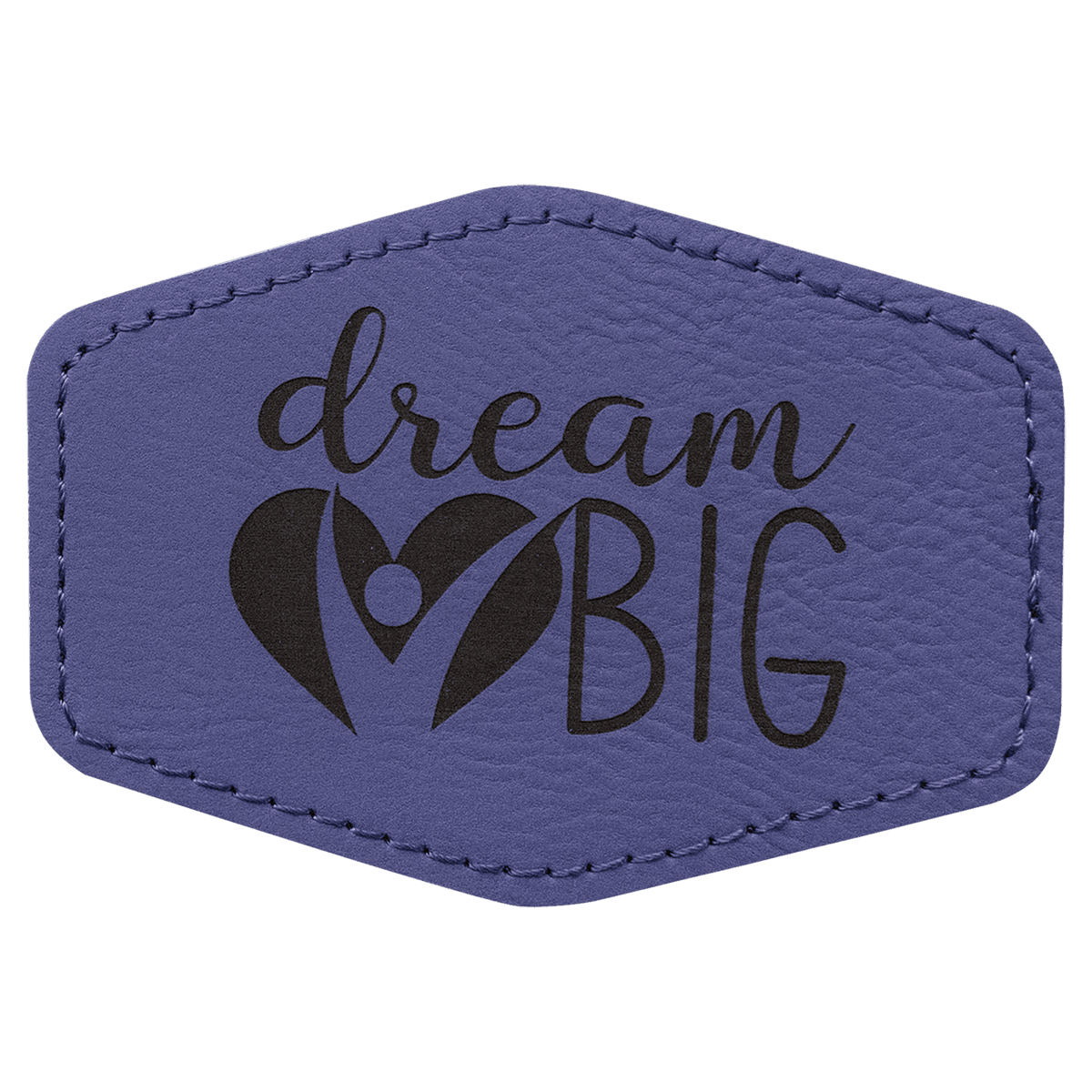Purple 3 1/2" x 2 1/2" Laserable Leatherette Hex Patch with Kota Pro Adhesive