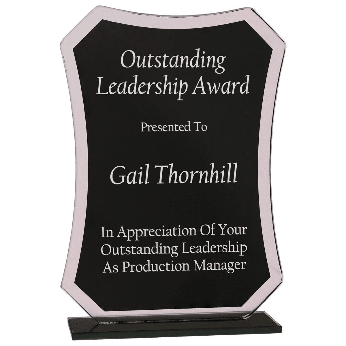 Reflection Black Glass Award — Shape and Size · Rectangle · 6½″ · RFG11