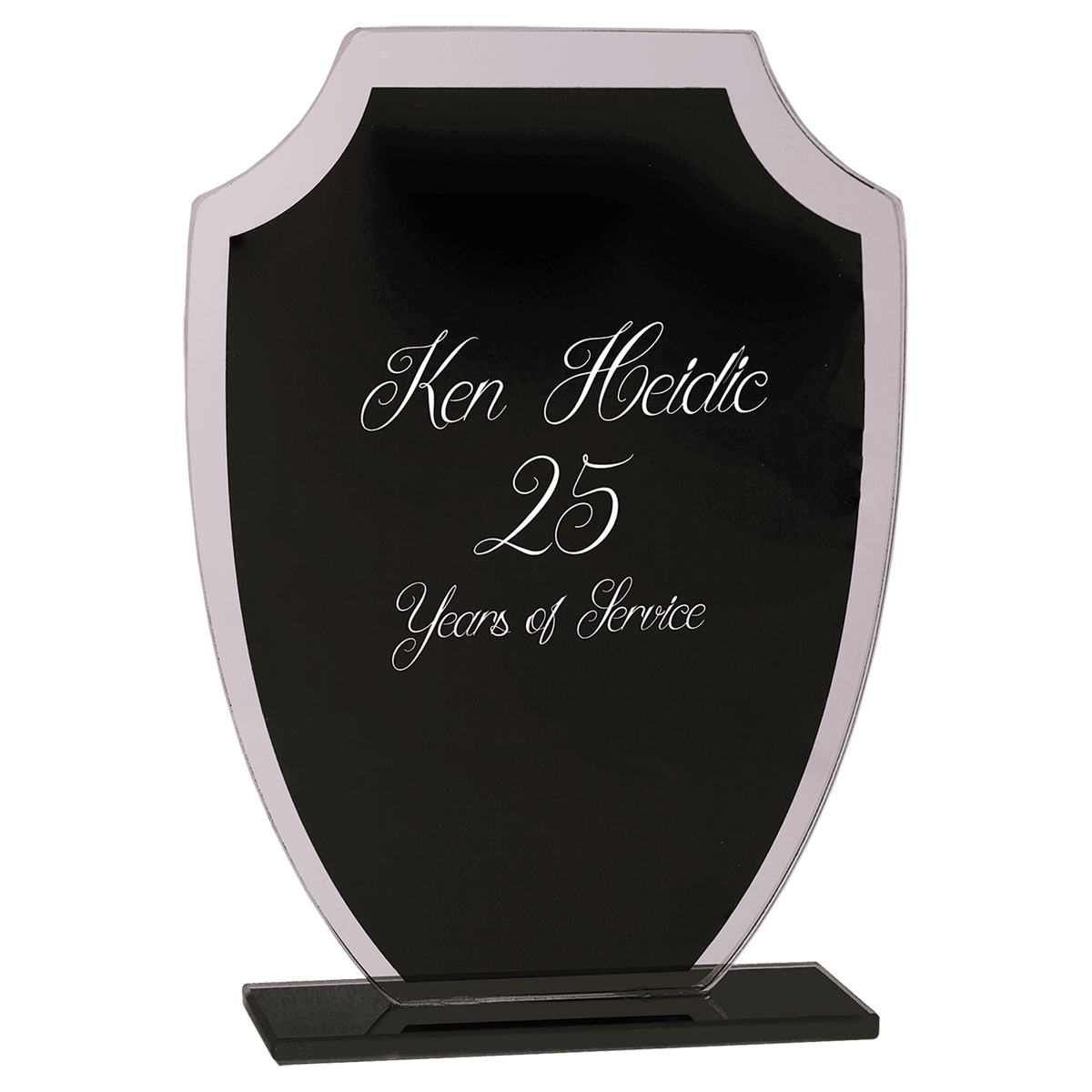 Reflection Black Glass Award — Shape and Size · Shield · 6½″ · RFG21