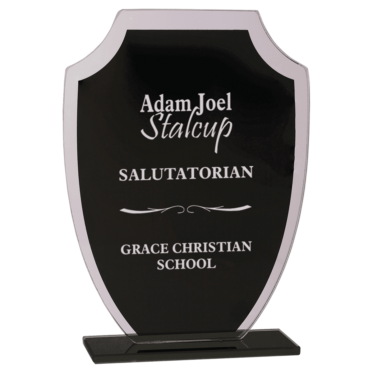 Reflection Black Glass Award — Shape and Size · Shield · 7¼″ · RFG22
