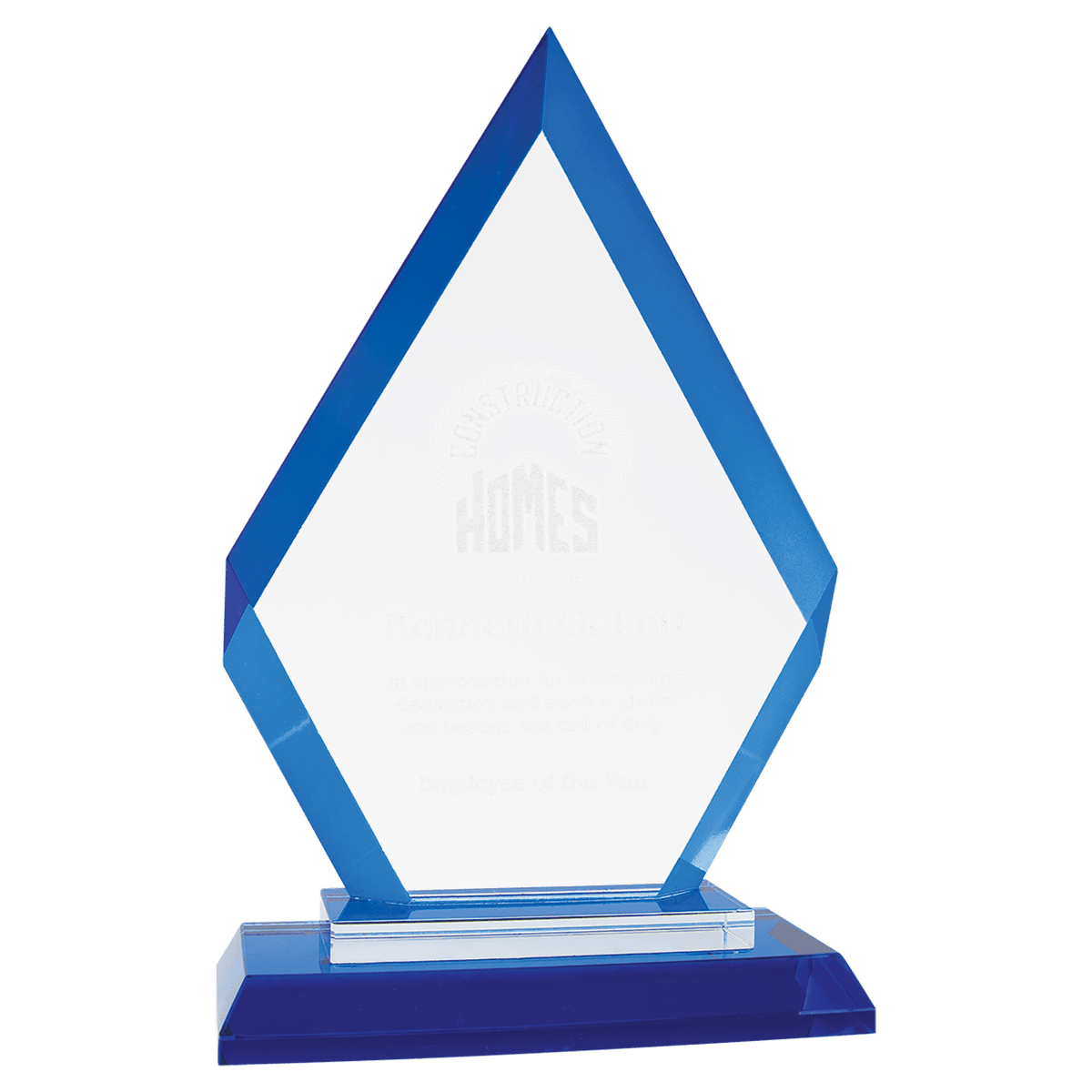 Diamond Regal Glass Award - Blue