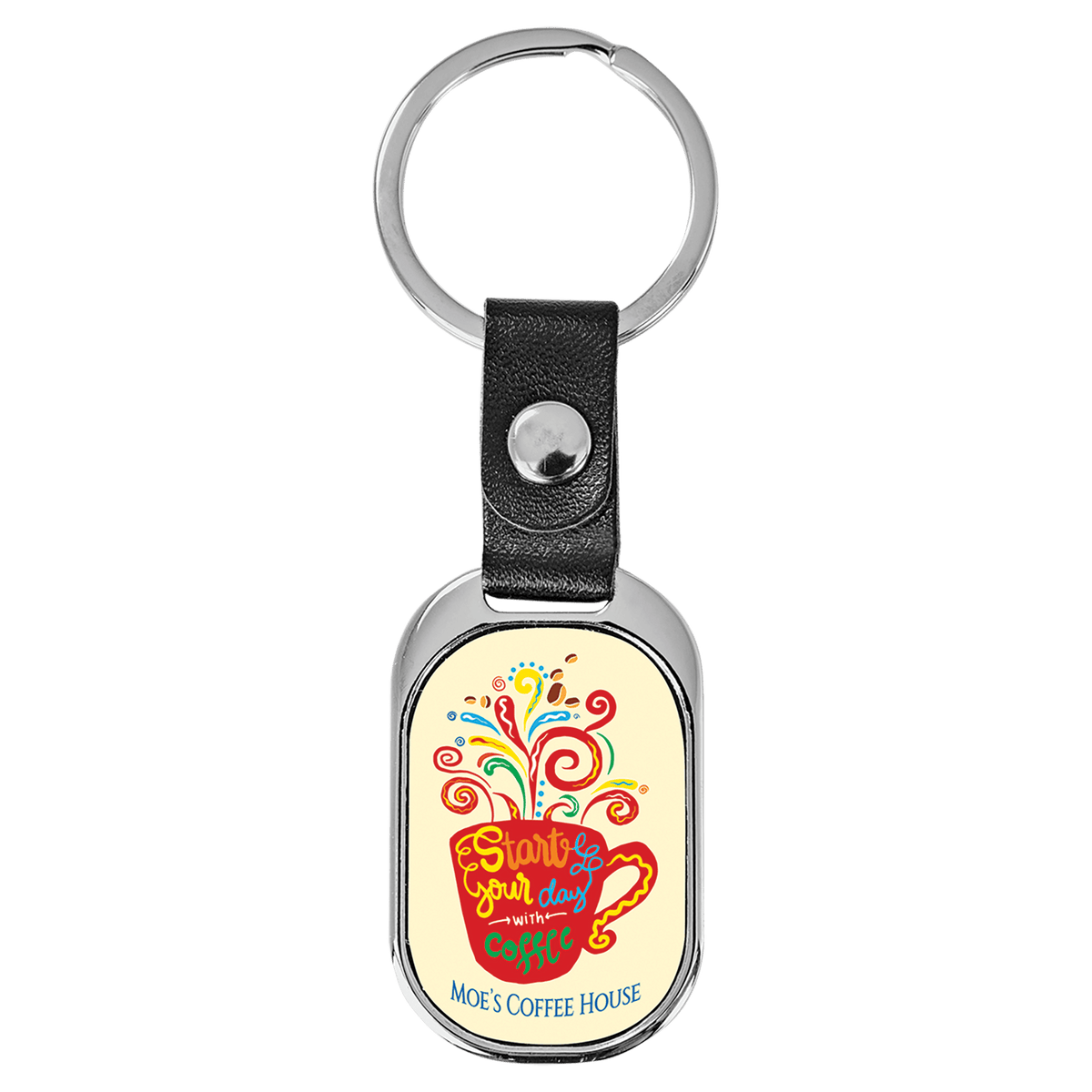 3 5/8" x 1 3/8" Oval Sublimatable Keychain with White Insert