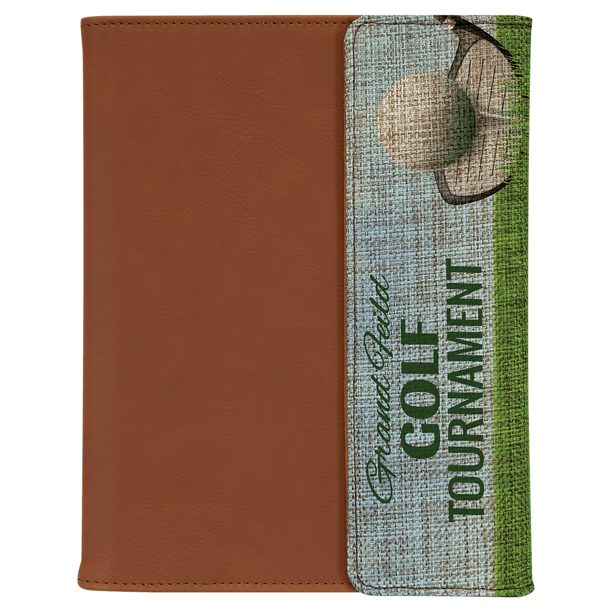 7" x 9" Rawhide Sublimatable Burlap Portfolio with Notepad