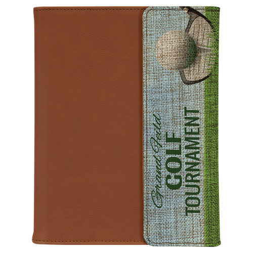 7" x 9" Rawhide Sublimatable Burlap Portfolio with Notepad