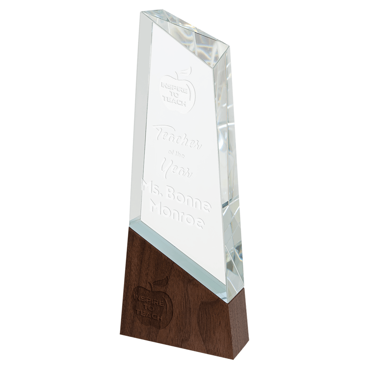 Sierra Glass Peak Award with Walnut Base — 9 3/4"
