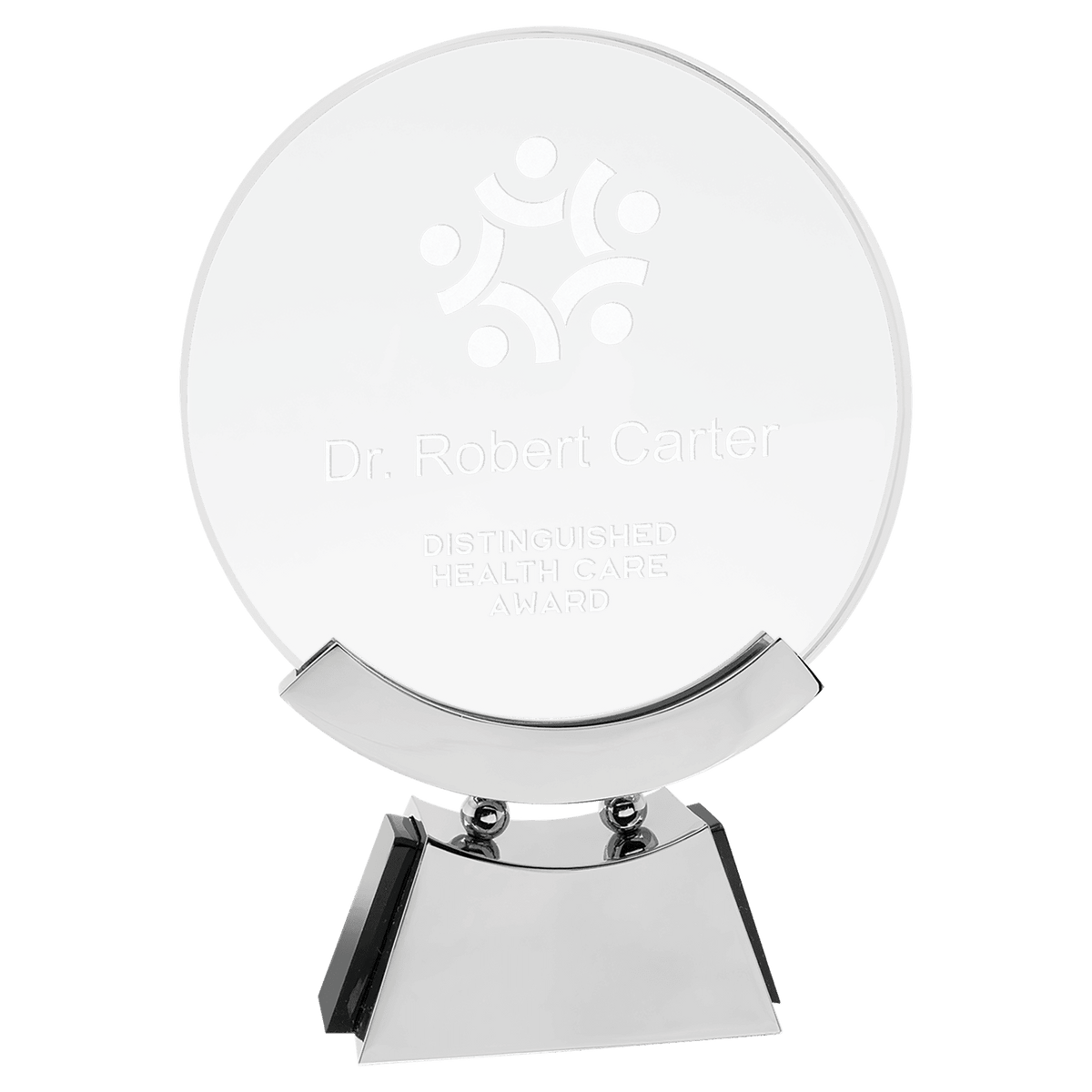 Voyager Glass Award with Silver and Black Base — Size · 7¾″ · VYG11
