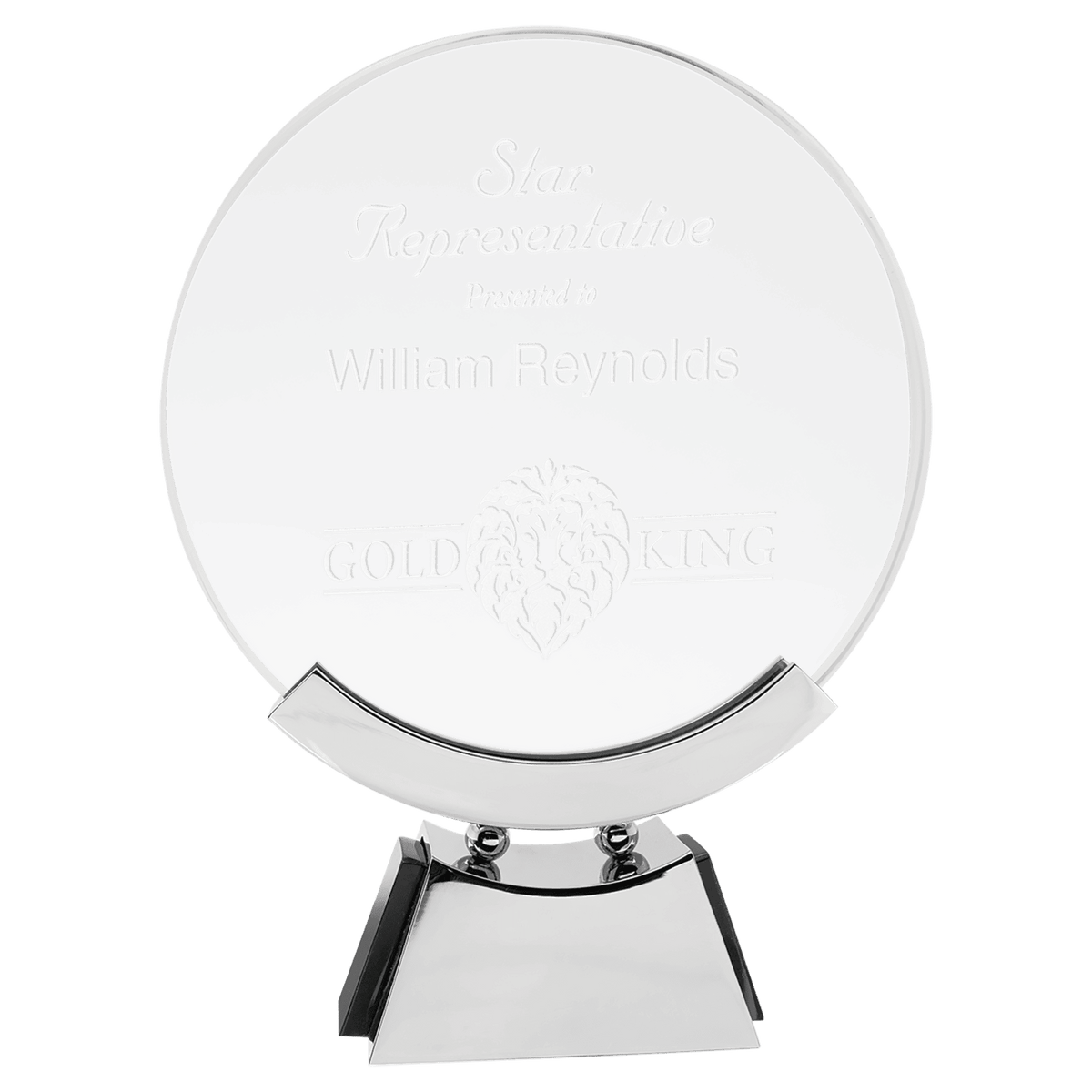 Voyager Glass Award with Silver and Black Base — Size · 8½″ · VYG12
