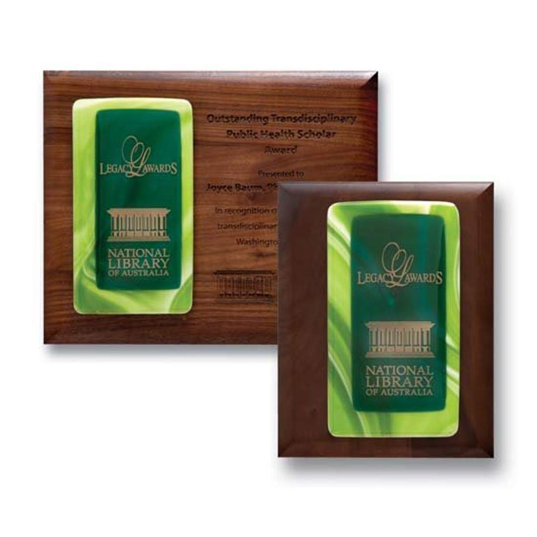 Fusion mounted plaque Tourmaline / Walnut Plaque