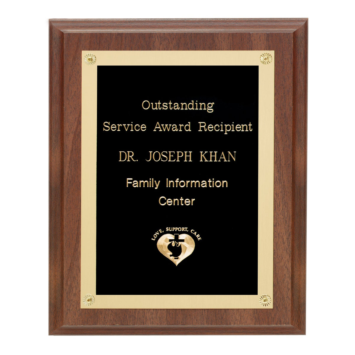 Walnut Finish Plaque w/Rosettes