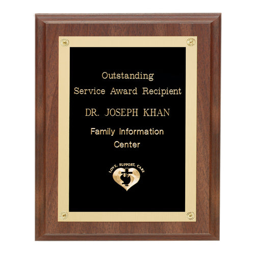 Walnut Finish Plaque w/Rosettes