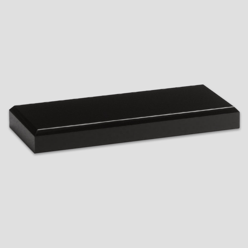 Beveled black glass base · Rectangle 7″ × 3″ × ¾″ · 9803