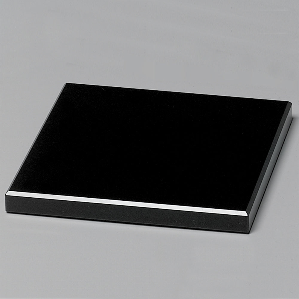 Beveled black glass base · Square 4″ × 4″ × ⅜″ · 9506