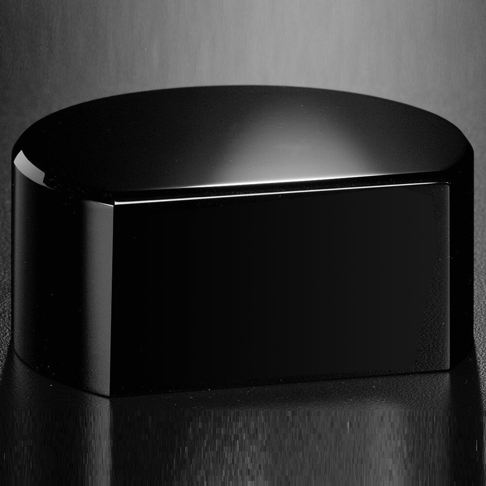 Cut-circle black glass base · 1½″ high · 9711