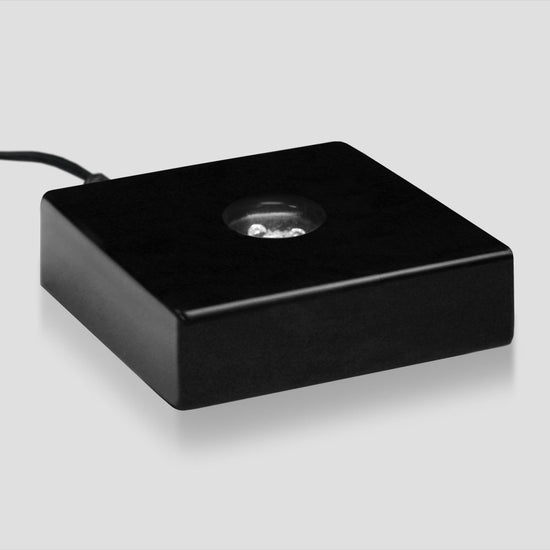 Black Piano Finish Lighted Square Base — Size Options
