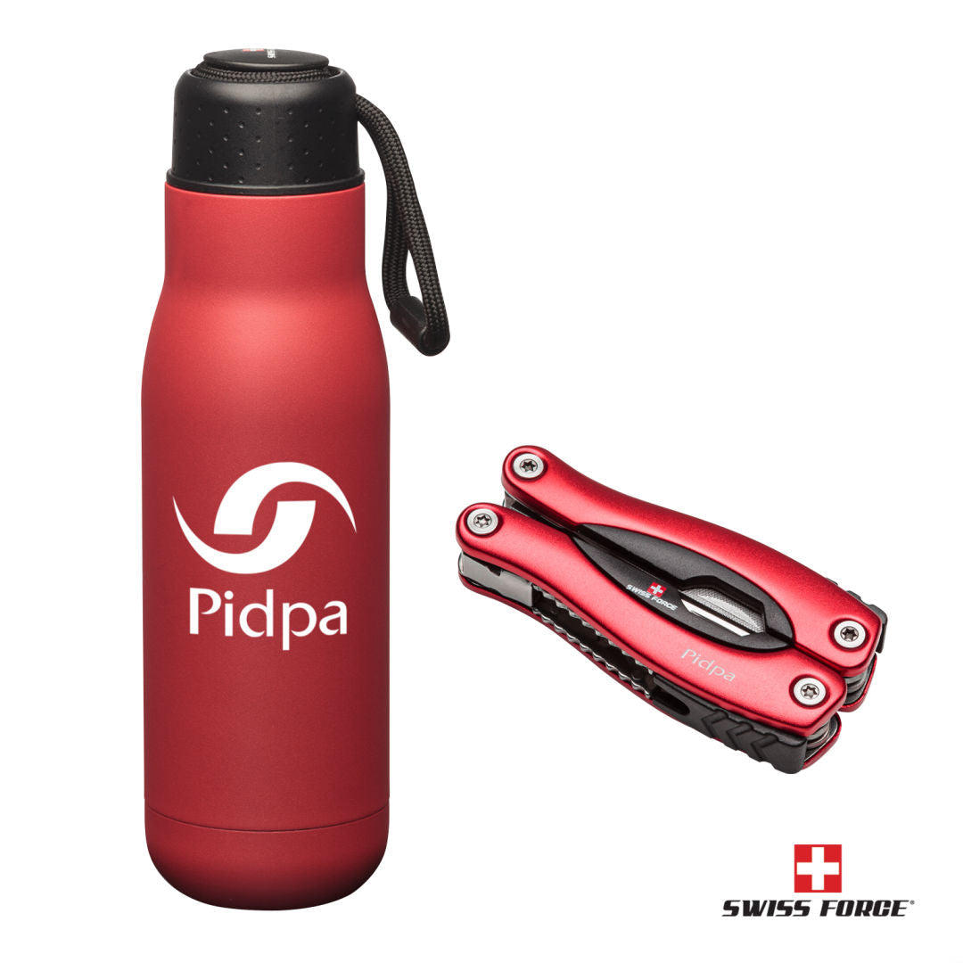 Swiss Force® Bonam Bottle & Multi-Tool Gift Set — Red — G360-770-RD