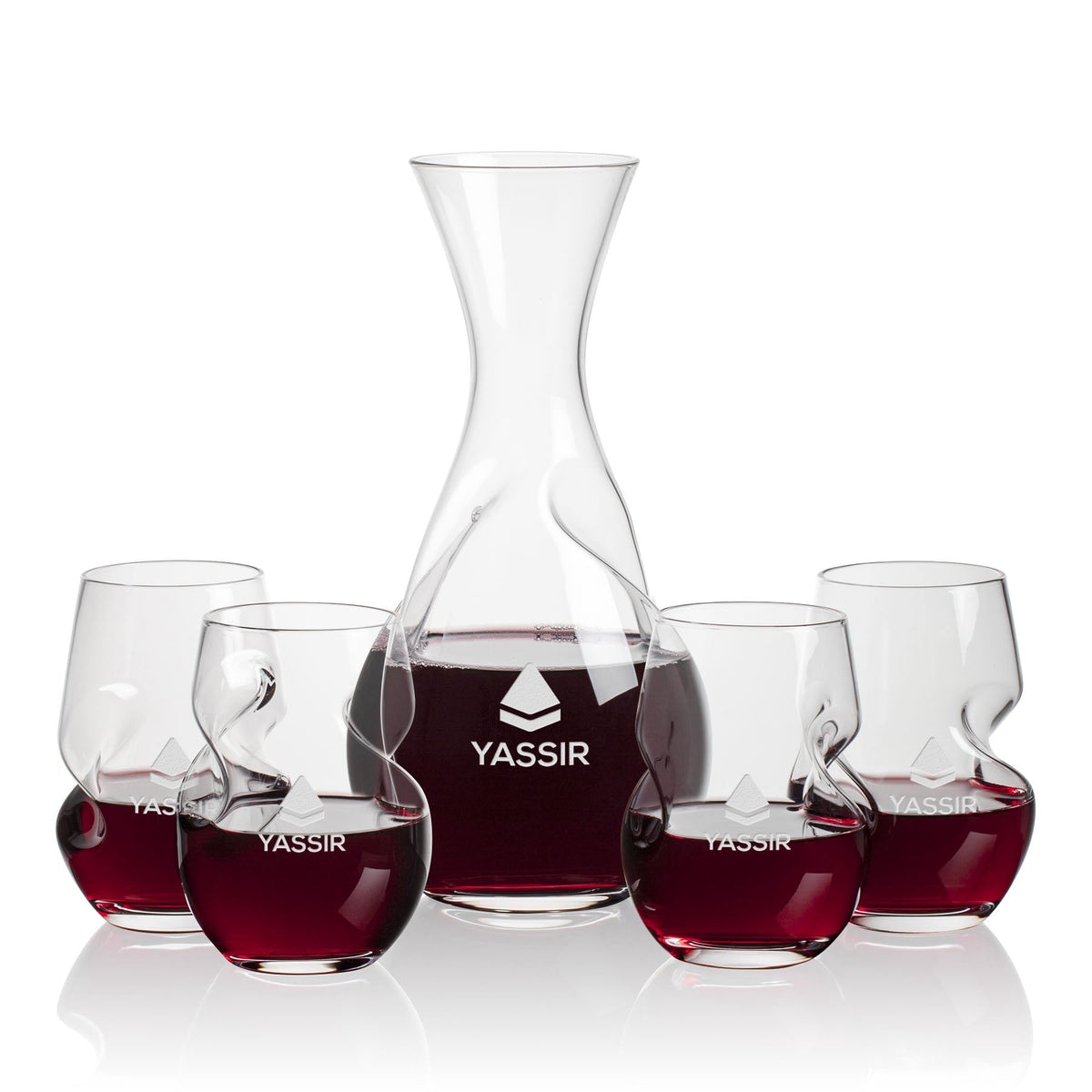Tallandale Carafe & Stemless Wine — Deep Etch example; representative set photo