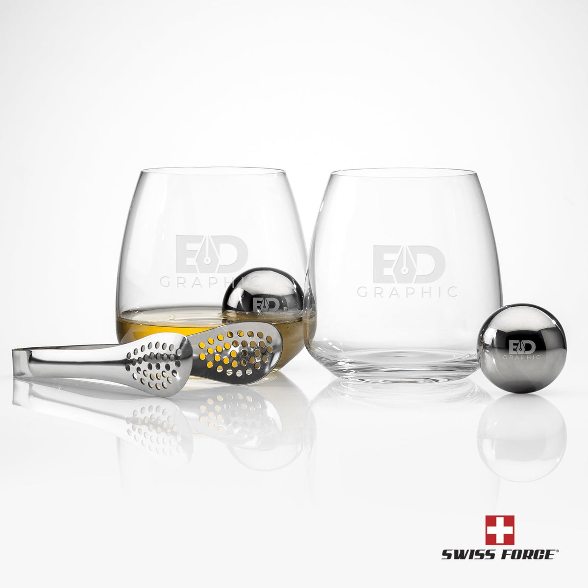 Swiss Force whiskey ball gift set with two Auldearn tasters