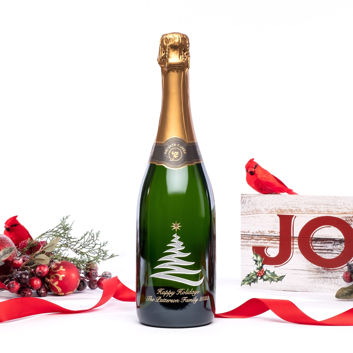 Swirly Tree — Engraved Wine Bottle