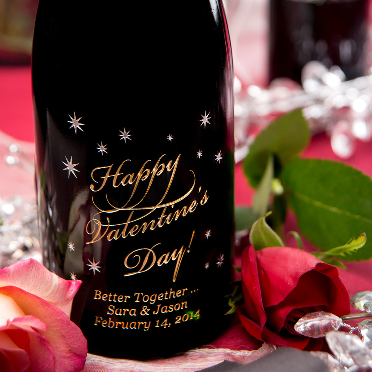 Happy Valentine's Day — Engraved Wine Bottle