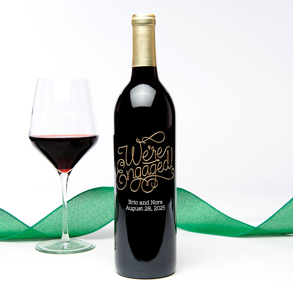 Swirly We're Engaged — engraved personalized design
