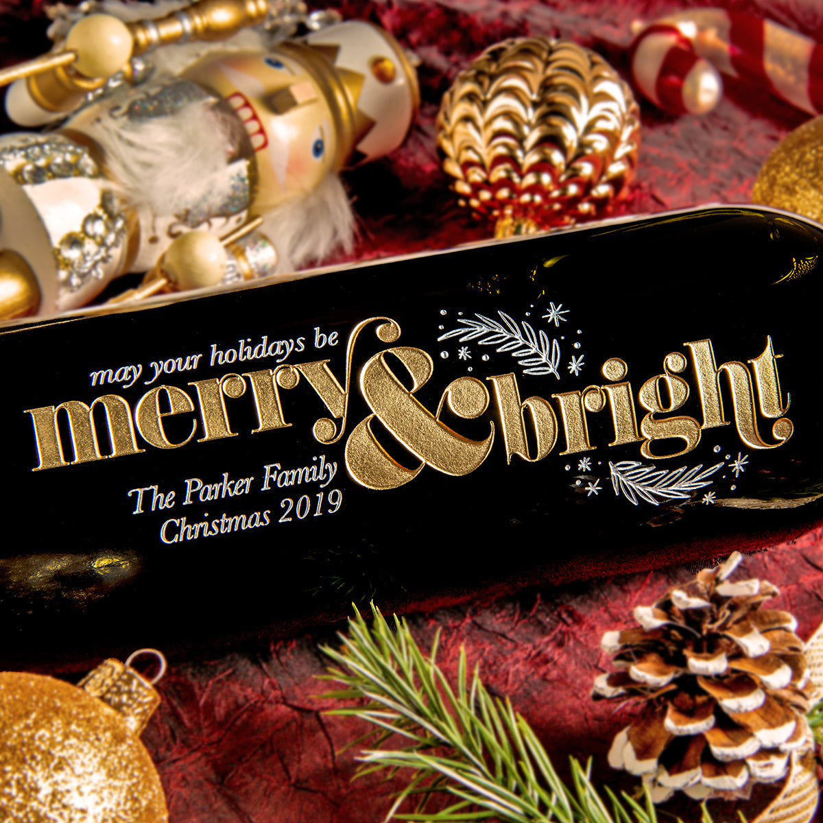 Festive Merry & Bright — engraved personalized design